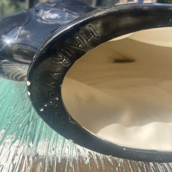 Ceramic Gloss Black Sculpture Statue Women's Fashion Hair Style Beauty Mermaid - Picture 14 of 16